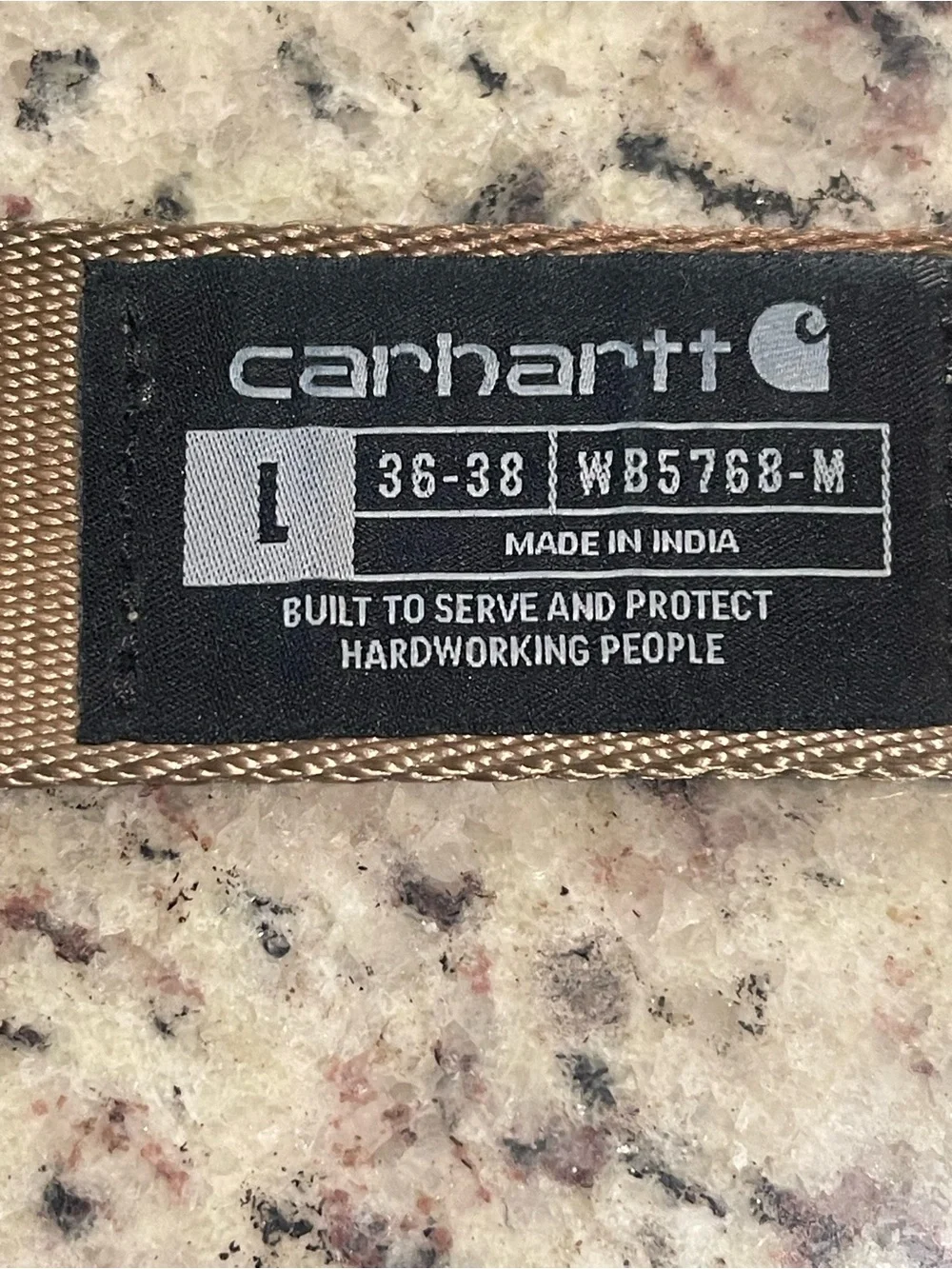 Carhartt Tan Webbing Belt with Black Buckle